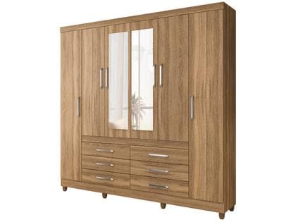 Guarda-roupa Casal com Espelho 6 Portas - 6 Gavetas Demóbile Paris II