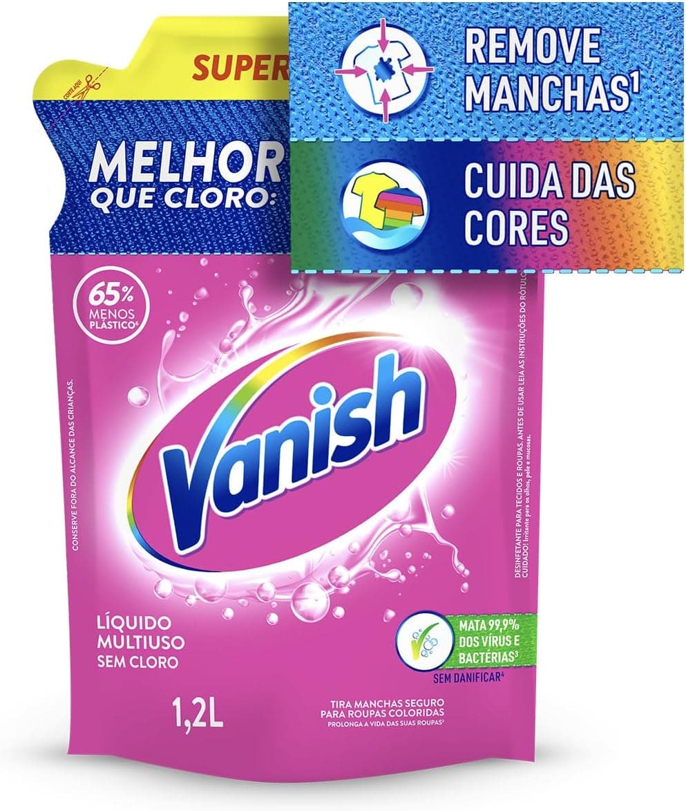 Vanish Tira Manchas Multiuso Líquido, para Roupas Coloridas, Refil 1,2L