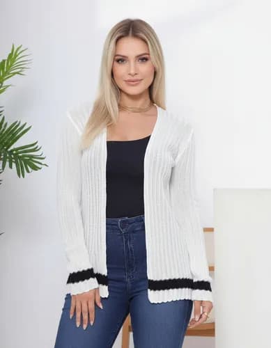 Casaquinho Feminino Canelado Fashion Coringa