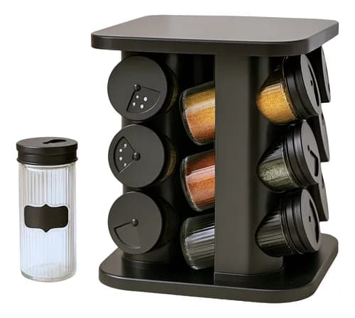 Porta Condimentos Temperos Giratório 12 Potes De Vidro