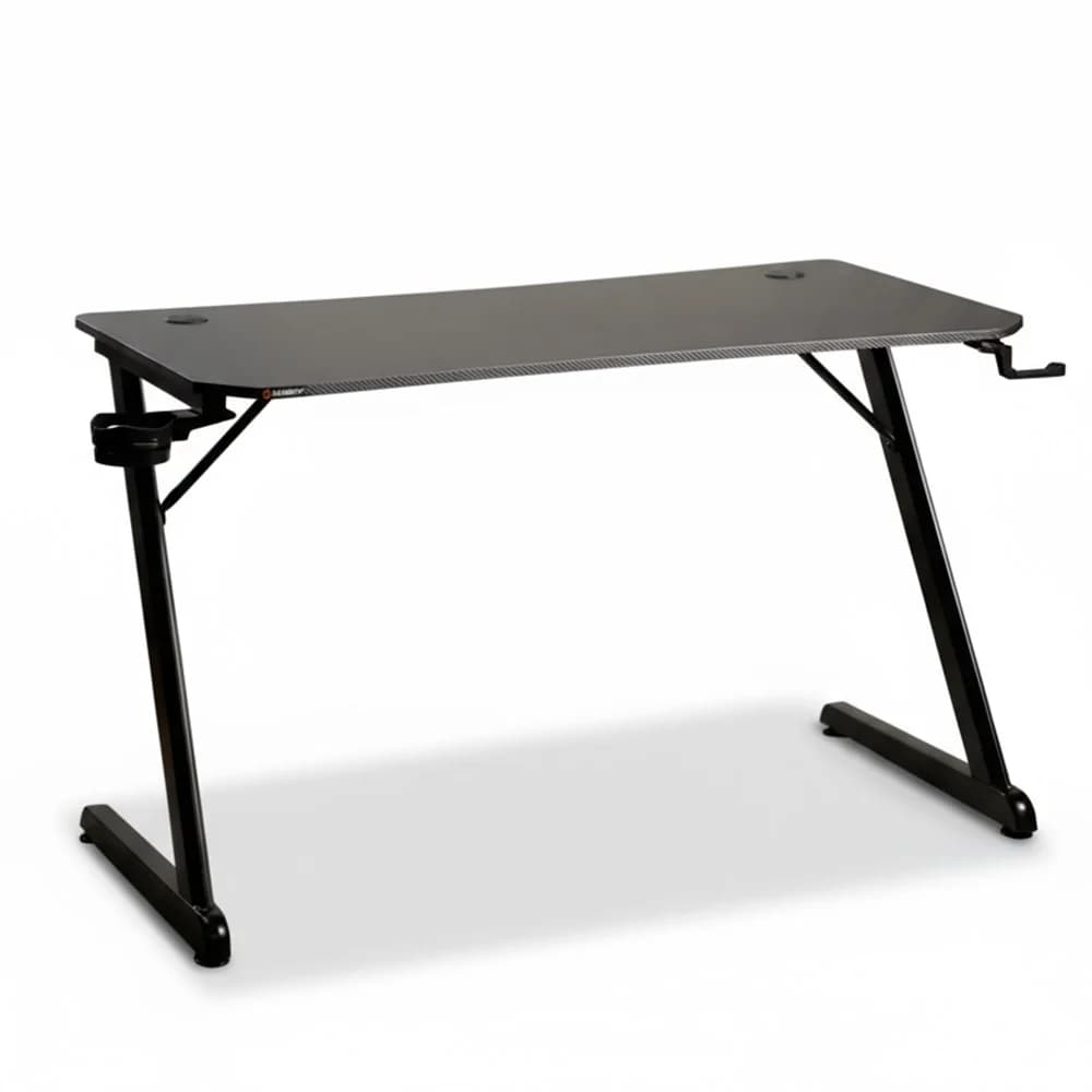 Mesa Gamer Husky Snow, Preto - Superfície em Fibra de Carbono, Suporte para Headset e Copo, Resistente à Umidade - HDG100