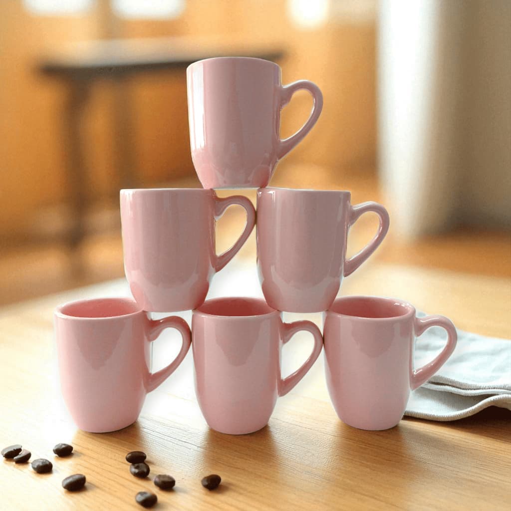 IndicadoKit 6 Xícara de Porcelana Rosa 80ml Café Expresso