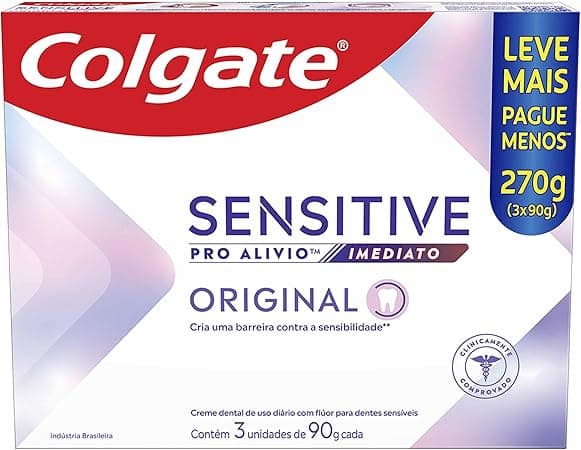 Colgate Creme Dental para sensibilidade Sensitive Pro Alívio Imediato 90 g, 3 Unidades