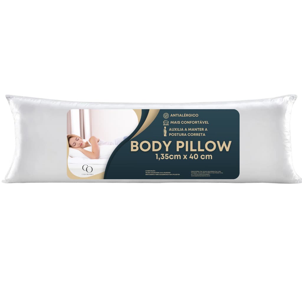 Travesseiro De Corpo Antialérgico Gigante Com Zíper 1,35m x 40cm 300 Fios Fibra Siliconada Xuxão