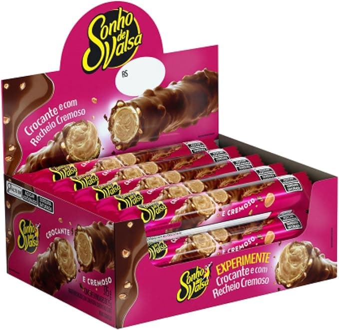 Stick Wafer Recheado Sonho de Valsa Sabor Chocolate - Display com 15 unidades de 25g