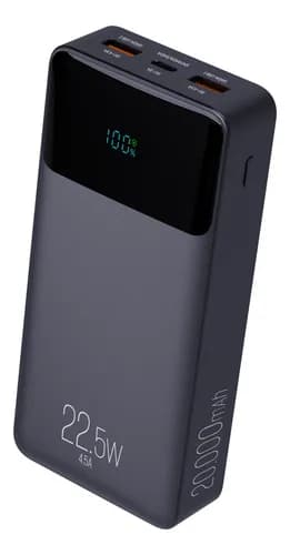 Power Bank Pro 20000mAH ELG PB200BK, Bateria Portátil Universal, Carga Rápida, Display Indicador, Entradas Micro USB e USB-C, 2 Portas USB-A, PD QC3.0, Preto