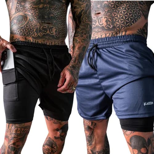 Kit 2 Shorts 2 Em 1 Masculino Dryfit Academia
