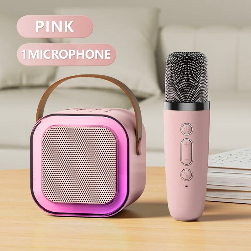 Caixa De Som C/ Microfones Alto-falante Bluetooth Karaoke com Microfone Luz ambiente RGB