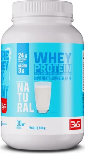 Whey Protein Concentrado 900g Sabor Natural - Proteína 100% Pura - 3VS Nutrition