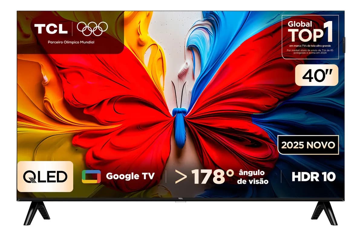 Smart TV TCL 40 Polegadas Full HD QLED S5K WiFi Bluetooth Google TV 2 HDMI HDR10 Dolby Audio 40S5K
