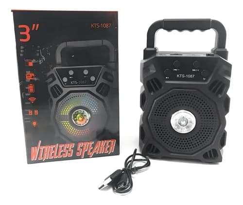 Caixa De Som Kts-1087 Led Portátil De 3¨bluetooth Speaker