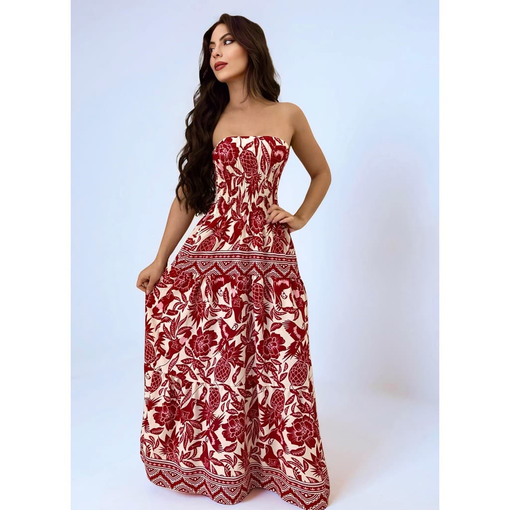 Vestido LONGO Tomara que Caia Com Elastex inspiração verão 2025