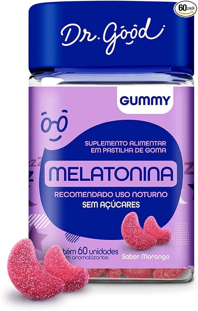 Melatonina Sabor Morango 60 Gomas Mastigável Fini Dr Good