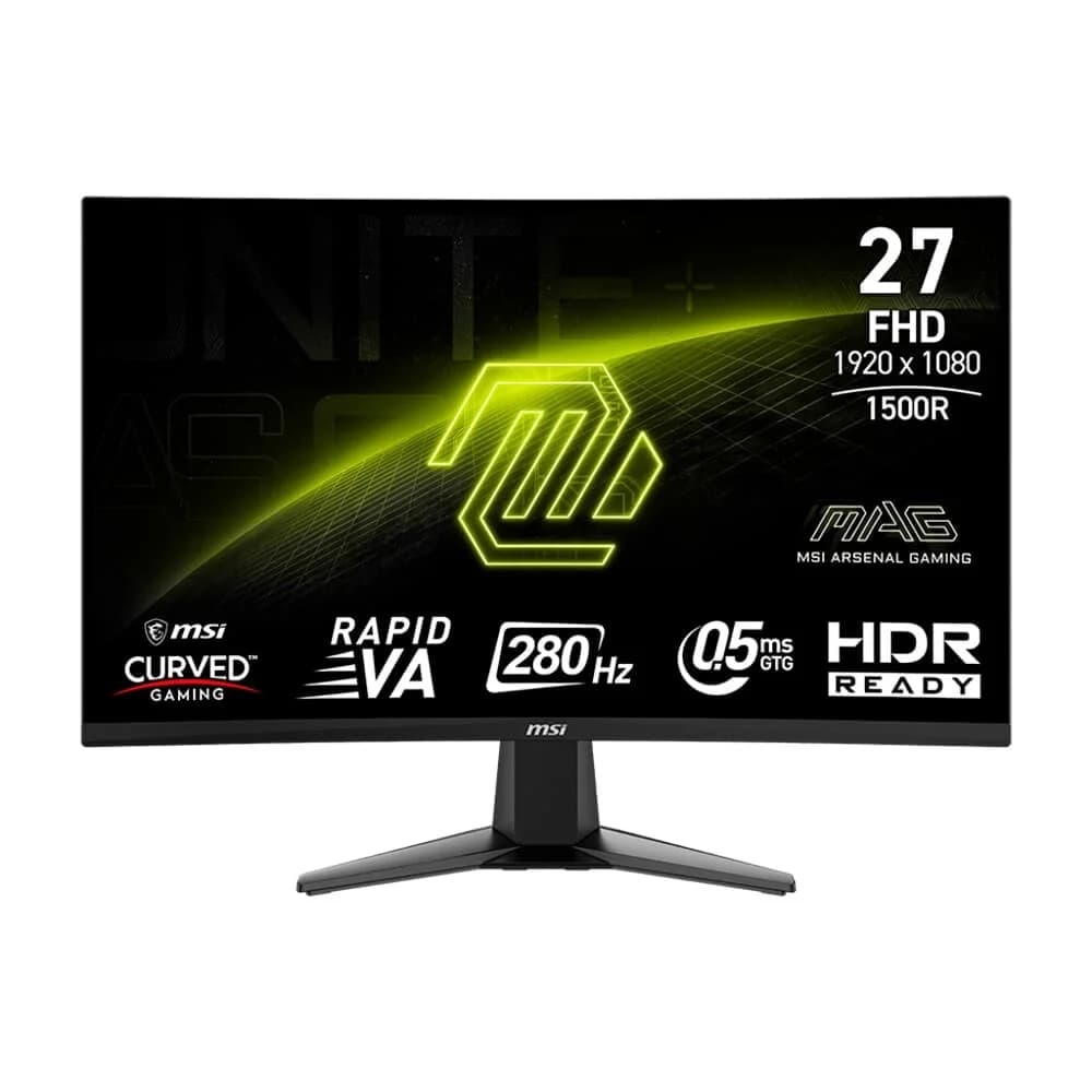 Monitor Gamer Curvo MSI MAG 27" FHD, 280Hz, 0.5ms, VA, Adaptive-Sync, DP e HDMI, HDR, Preto - 276CXF