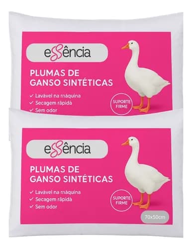 Kit 2 Travesseiros Pluma De Ganso Sintética Confortavél Branco