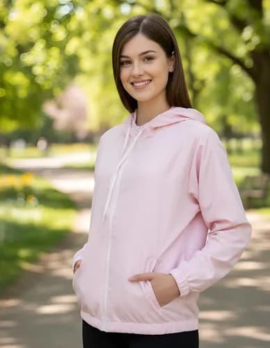 Jaqueta Corta Vento Feminino Capuz E Bolso Izing Leve