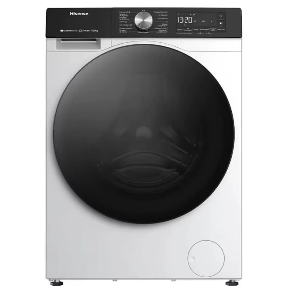 LAVA E SECA 11KG HISENSE WD3S11 COM 11 PROGRAMAS DE LAVAGEM, STEAM, WI-FI BRANCA
