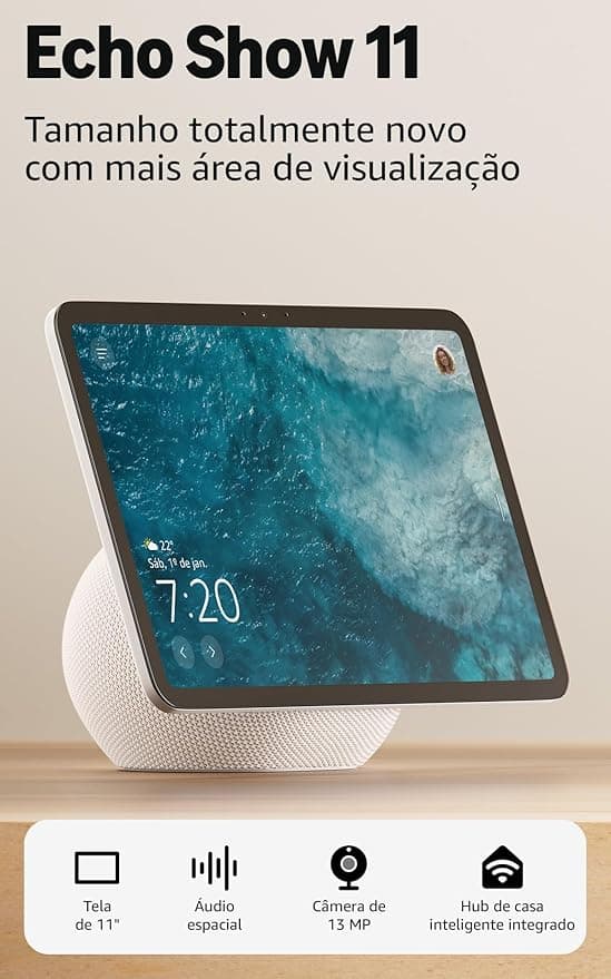 Amazon Echo Show 11 - Smart display Full HD de 11" redesenhado com mais área de visualização, áudio espacial e Alexa, Cor Branca