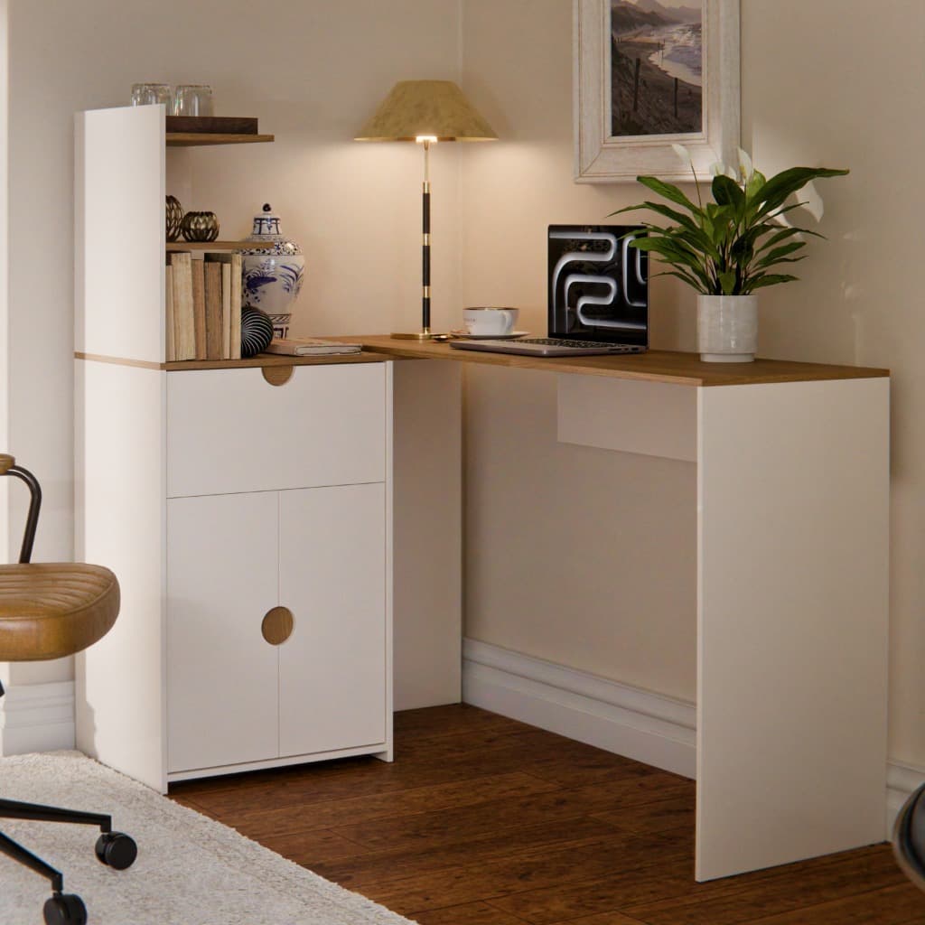 Mesa Escrivaninha de Canto California Home Office em L - SHARK MOVEIS