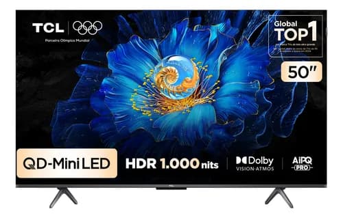 Smart TV TCL 50 Polegadas QLED Mini LED 4K C6KS WiFi Bluetooth Google TV HDR10 Dolby Atmos 50C6KS