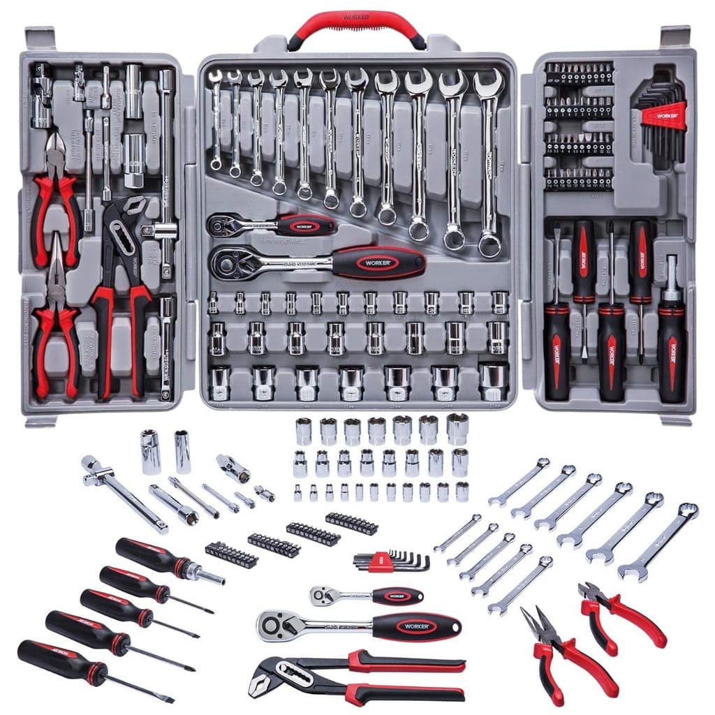 Jogo de Ferramentas Worker com 110 Peças e Maleta - Jogo de Soquete Com Chave Combinada