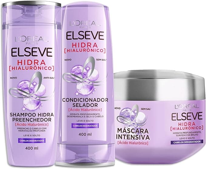 L'Oréal Paris Elseve Hidra Hialurônico Kit Shampoo 400ml + Condicionador 400ml + Creme de Tratamento 300G