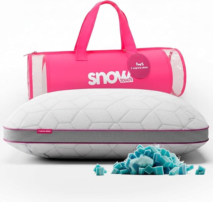 Travesseiro Ajustável - I wanna sleep - Snow®, flocos de espuma removíveis para controle da altura, ideal para dores na coluna, altura perfeita, alívio de pressão, tecido em bambu respirável