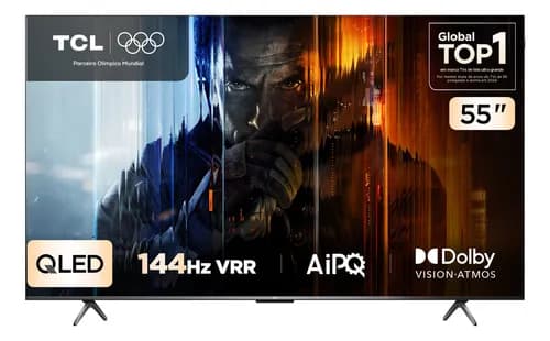 Smart TV TCL 55 Polegadas QLED 4K P8K WiFi Bluetooth Google TV 144Hz HDR10 Dolby Atmos Vision 55P8K