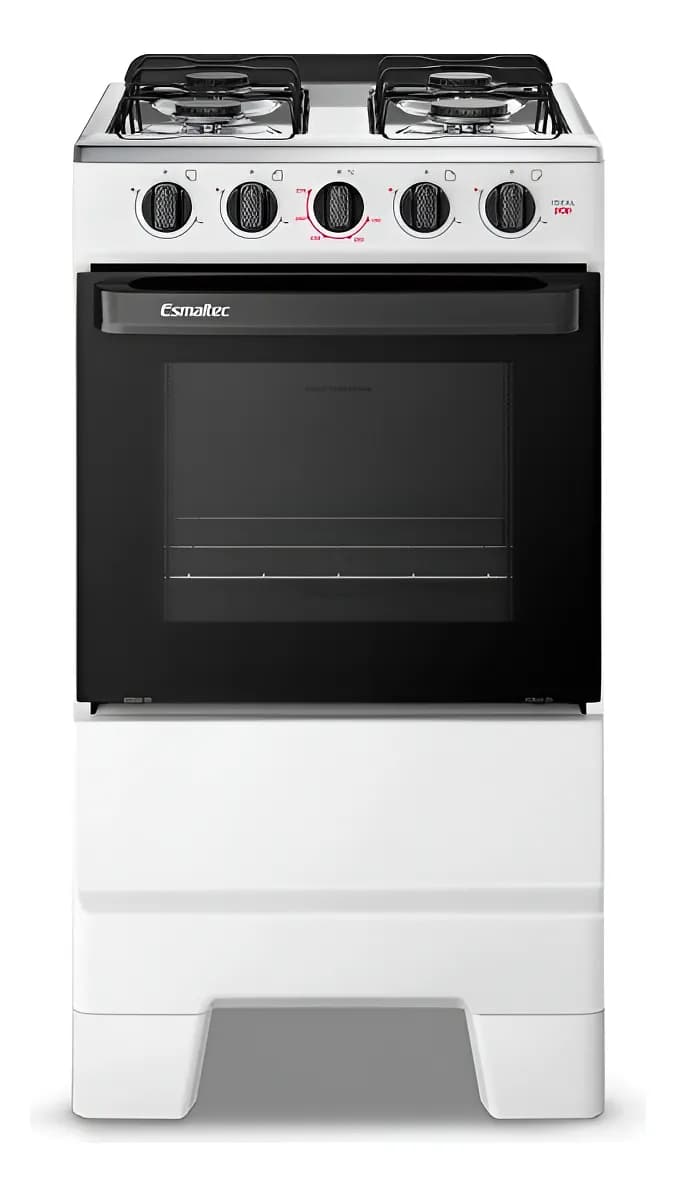 Fogão a Gás Mesa Inox e Forno 50L Limpa Fácil Esmaltec F4ISB Cor Branco 4 bocas