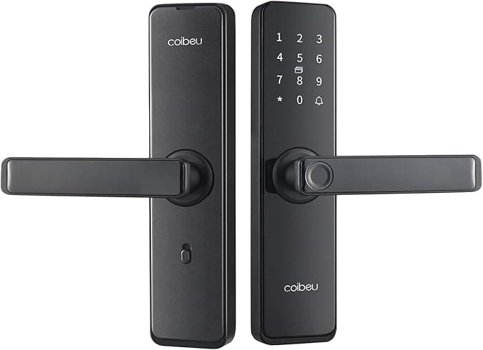 Fechadura Eletronica Inteligente Digital Biométrica WKZW-G5, Tuya APP, Para Portas 4-6.4cm, Preto