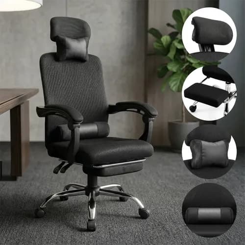 Cadeira De Escritorio Presidente Mesh Ergonomica Encosto De Cabeça Com Altura E Encosto Ajustável E Apoio Para Pés
