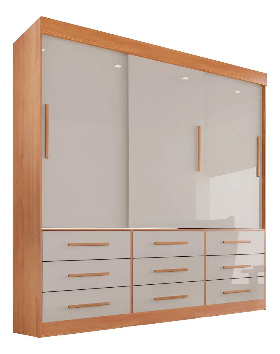 Guarda Roupa Casal 3 Portas 9 Gavetas Luana Sallêto Móveis