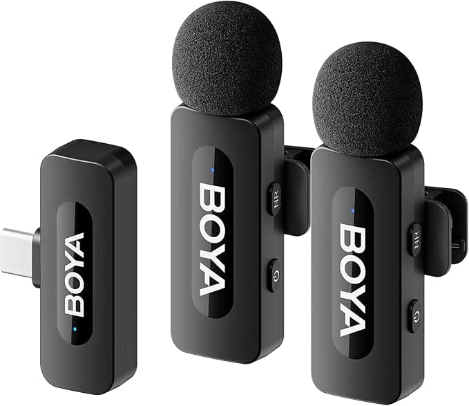 BOYA Microfone sem fio BY-V20 USB-C para Android Type-C (2TX 1RX)