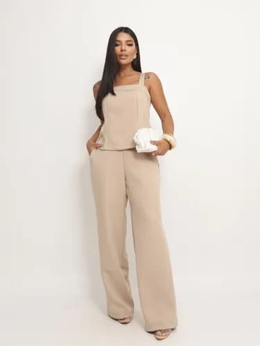 Conjunto Feminino Regata E Calça Pantalona Alfaiataria