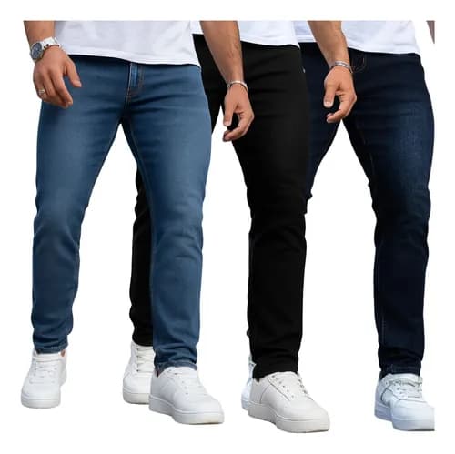 Kit 3 Calça Jeans Masculina Skinny Promoção