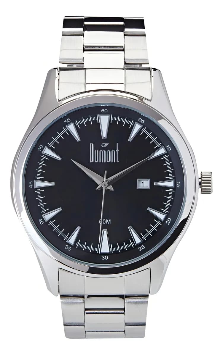 Relógio Analógico Berlim Masculino Prata E Preto Dumont