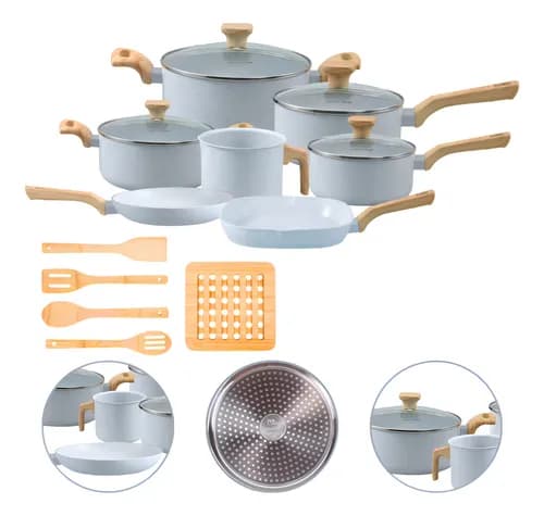 Jogo De Panelas Mimo Indução Cerâmico 12 Peças Gris Cinza Cor Grafite