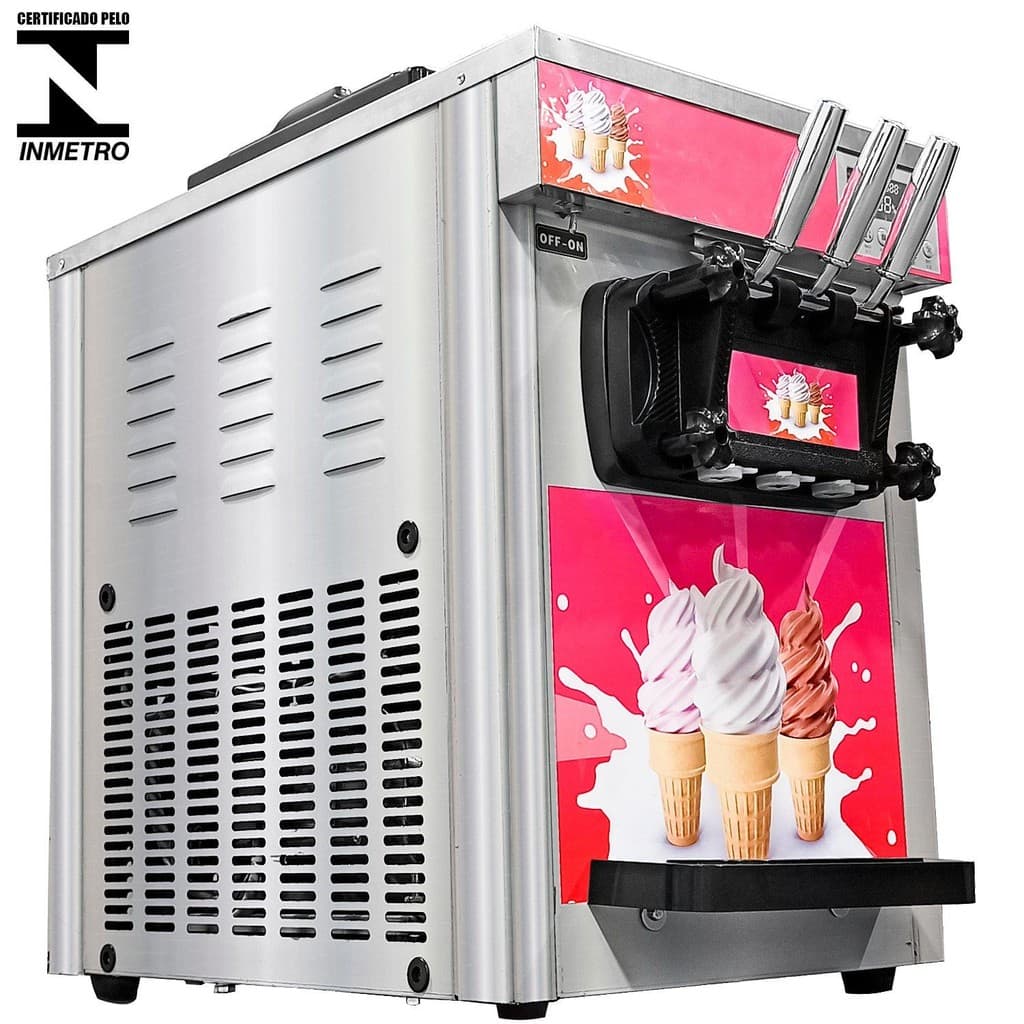 Máquina de Sorvete Expresso 3 Sabores Inox Conservação Noturna - 220v