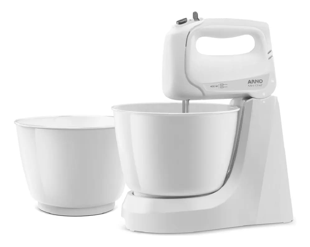 Batedeira Mini Chef Portátil 400w Com 2 Tigelas De 4l