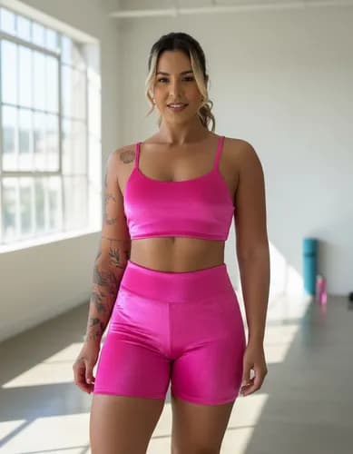 Conjunto Fitness Virginia Top Shorts Meia Coxa Cintura Alta