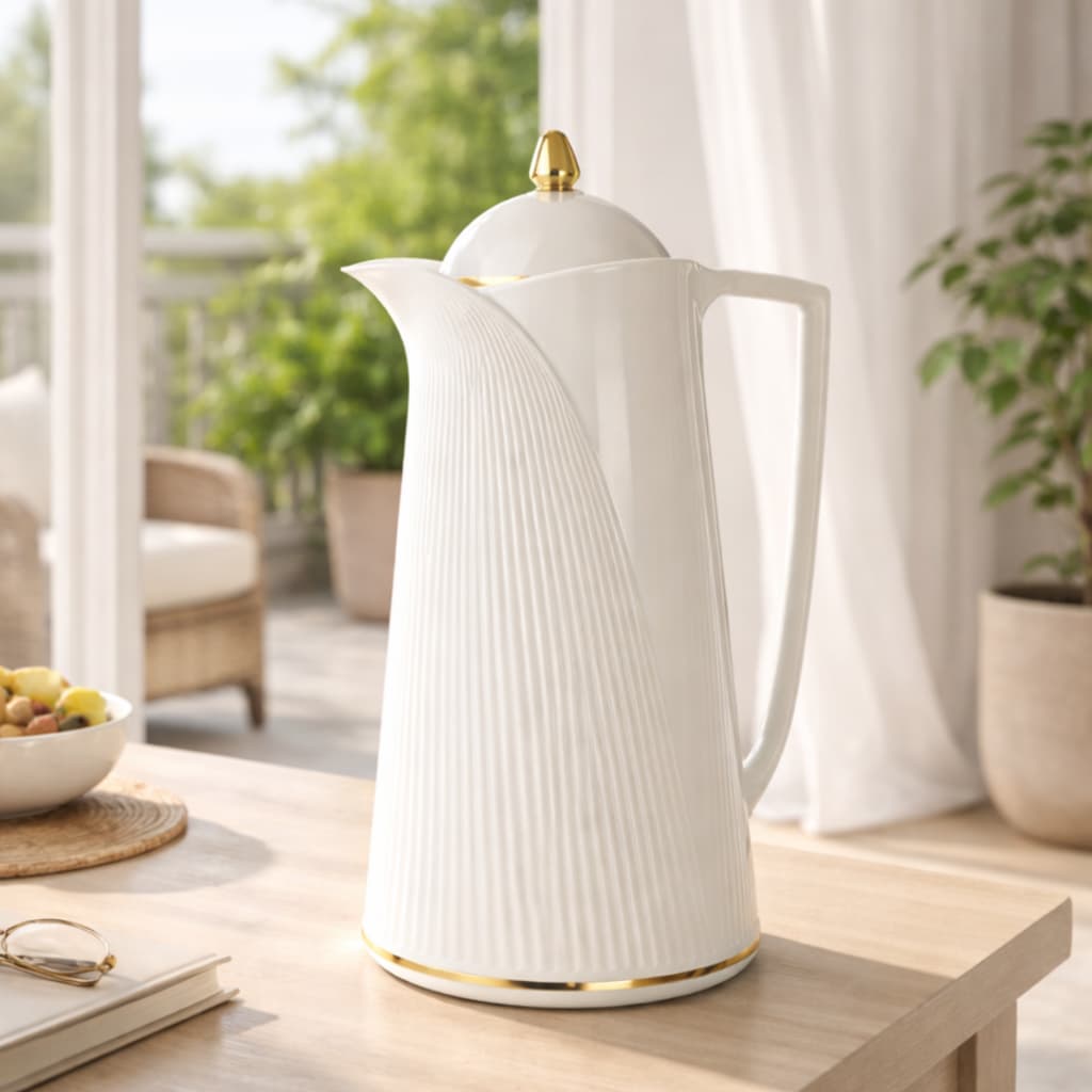 Garrafa De Café Térmica Chá e Água Branca 1L Retenção de Calor Interior de Vidro Design Funcional