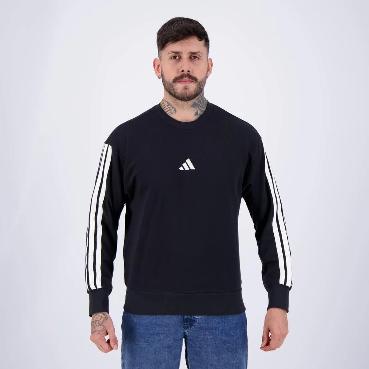 Moletom Adidas 3S Preto - Preto