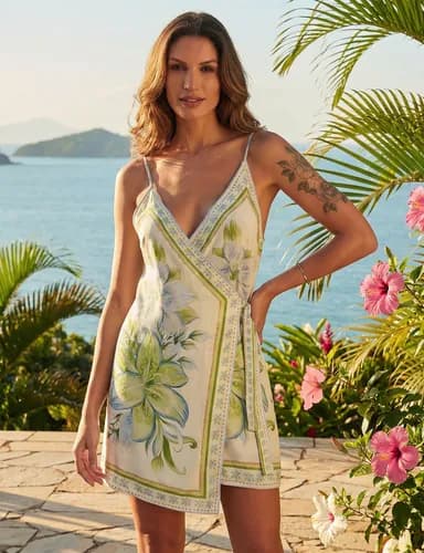 Vestido Curto Lirio Tropical Lenco Farm