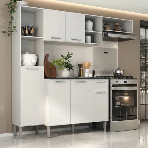 Armário De Cozinha Compacta Smart Multimóveis Mp2183 Cor Branco