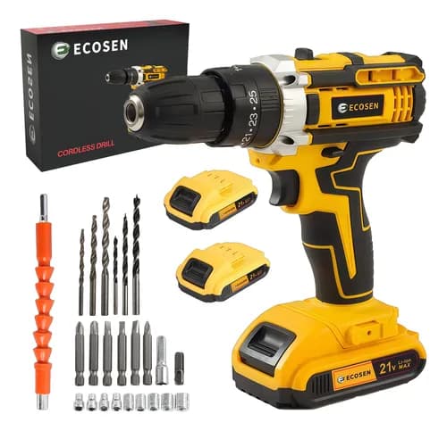 Furadeira Com Chave De Fenda Escovada 21v - 2 Baterias Amarelo 21v 60hz