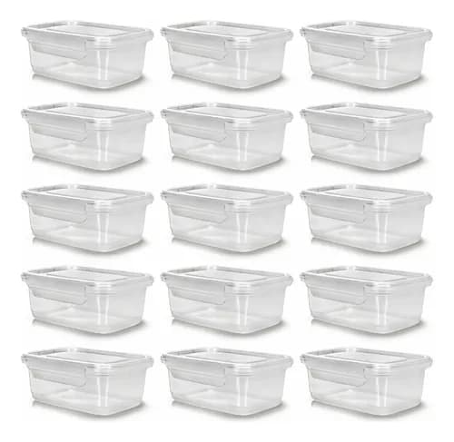 Kit 10 Potes 750ml Herméticos Travas Marmita Reutilizável Transparente
