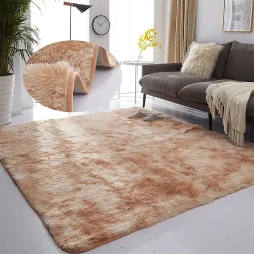 Tapete Felpudo Dhalishop Shaggy Sala 2x1.4m Bege Mesclado Antiderrapante Lavável