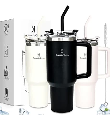 Copo Térmico Gigante 1,2l Inox Com Tampa E Inox Canudo