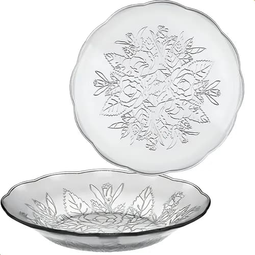 Jogo De Pratos Fundos Kit 6 Em Vidro Almoço E Jantar Cor Transparente