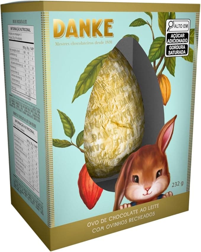 Ovo de Páscoa de Chocolate ao Leite com Ovinhos Recheados Danke Caixa 232g